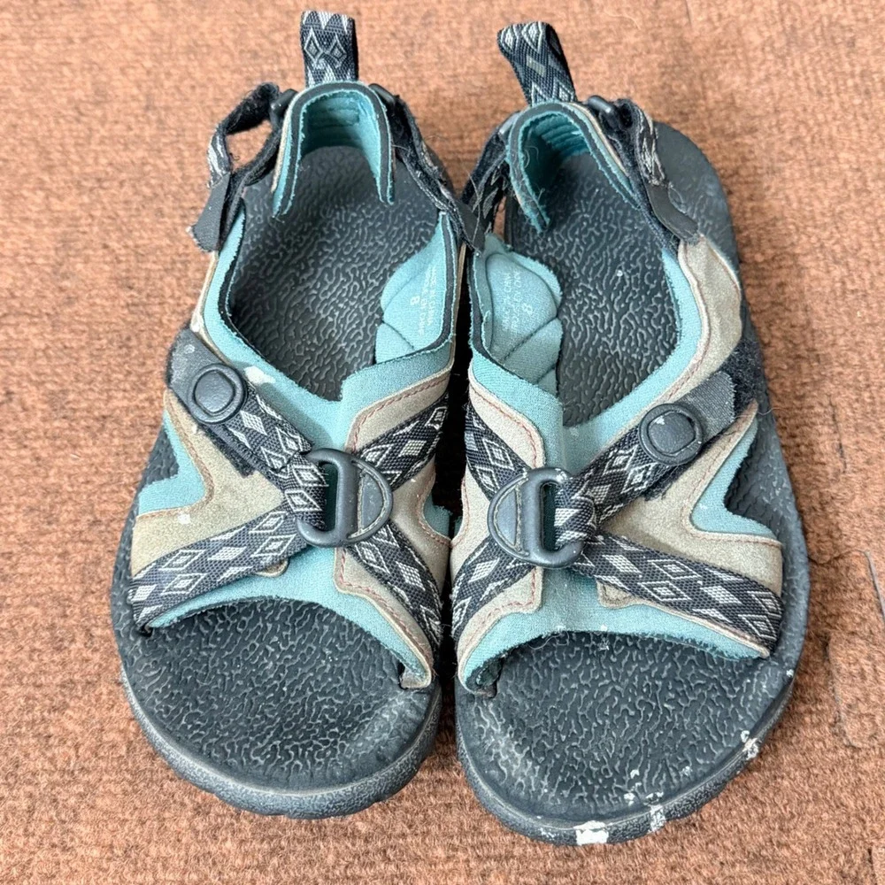 Nike ACG Vintage Sandals Mens 8 Teal Tan Black Strappy Hiking Water Shoes‎ 90s